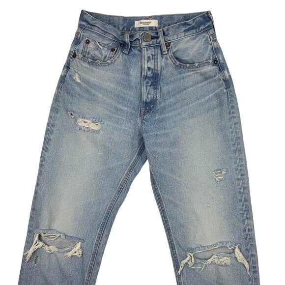 Moussy Vintage Odessa Wide Straight Leg Jeans 25 Light Blue Wash Button Fly - Picture 8 of 12